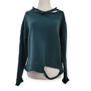 Good hyouman Distressed Raw HEM terry cloth pullover